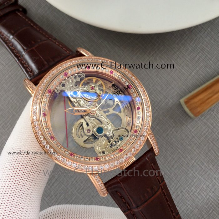 Corum Skeleton Rose Gold Diamond Watch - New Replica